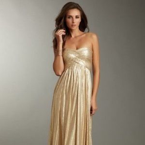 La Femme Muted Gold Sequin Strapless Dress
